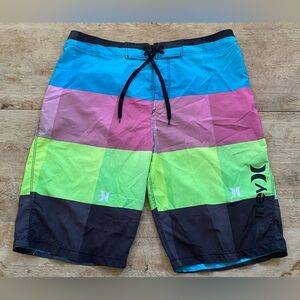 Hurley‎ Phantom Big Boys’ Sz 18 Color Block Board Shorts